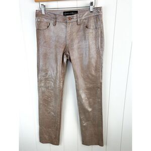 Graham and Spencer Lambskin Leather Metallic Pants Champagne Size 2